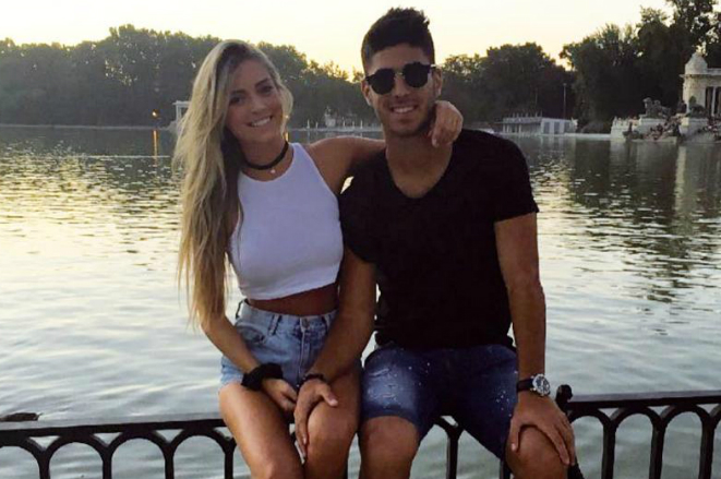 Marco Asensio with his girlfriend