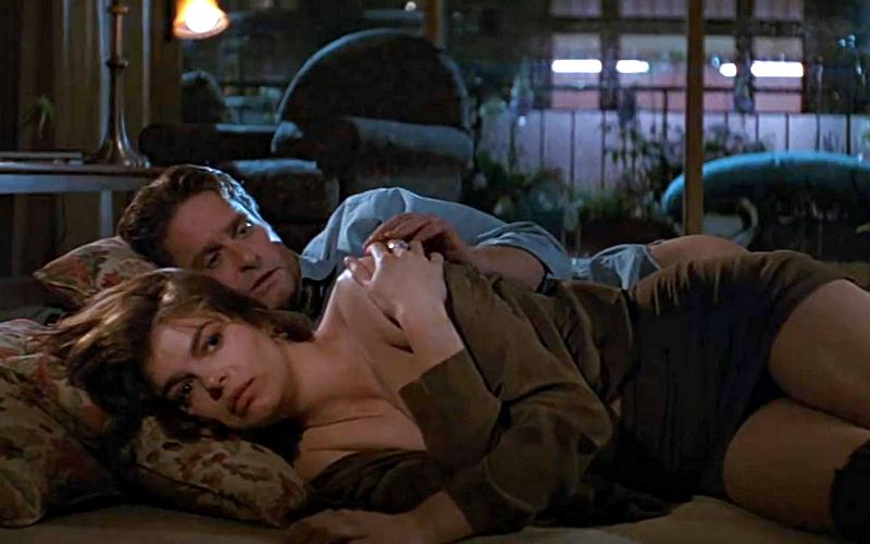Jeanne Tripplehorn and Michael Douglas (a shot from the movie Basic Instinct)