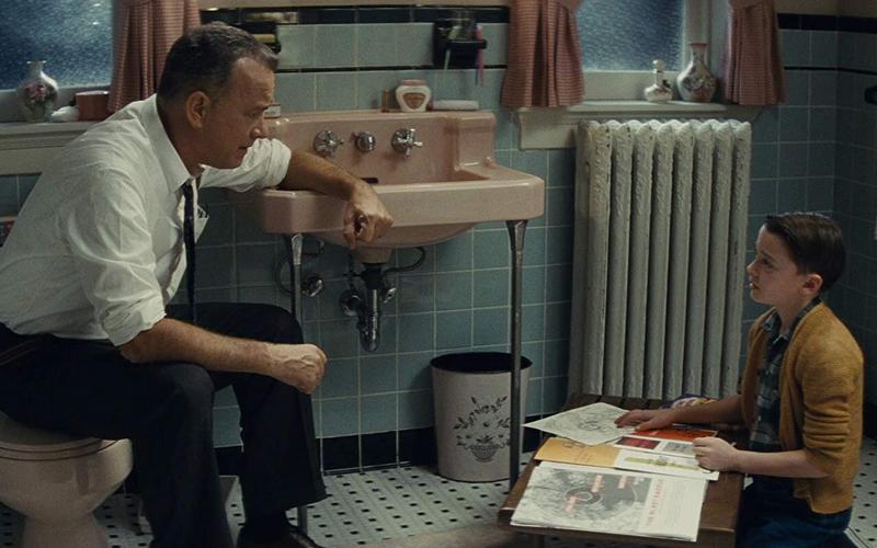 Tom Hanks and Noah Schnapp in the movie Bridge of Spies