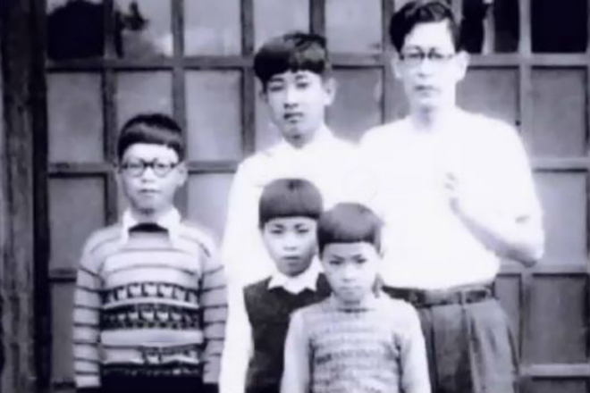 Hayao Miyazaki (on the left) with his family