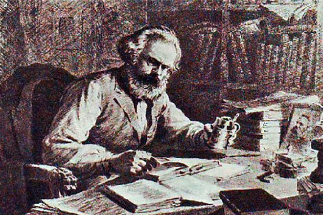 Karl Marx working on Capital