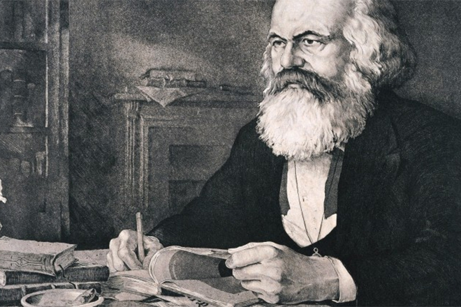 Karl Marx working
