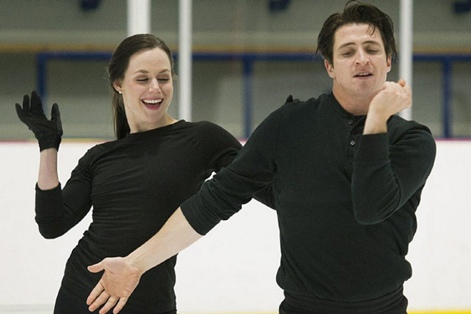 Tessa Virtue and Scott Moir at the training session