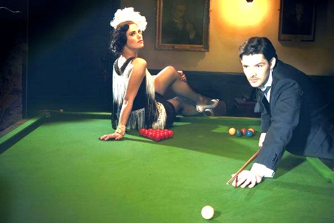Colin Morgan and Katie McGrath in the 20s costumes