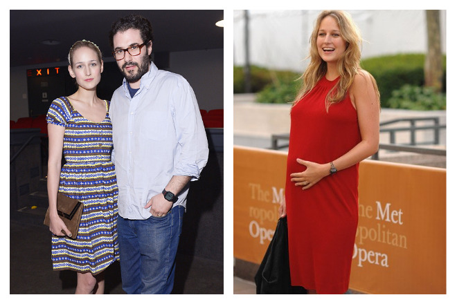 Leelee Sobieski with her husband and during pregnancy