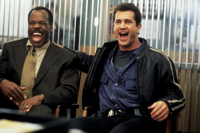 Danny Glover and Mel Gibson in the movie Lethal Weapon