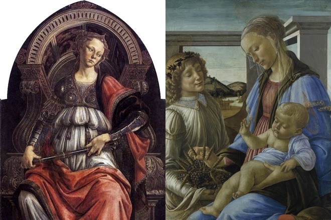 Sandro Botticelli’s Allegory of Strength and Virgin and Child with an Angel