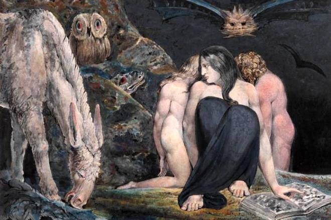 Painting by William Blake The Night of Enitharmon's Joy or Hecate