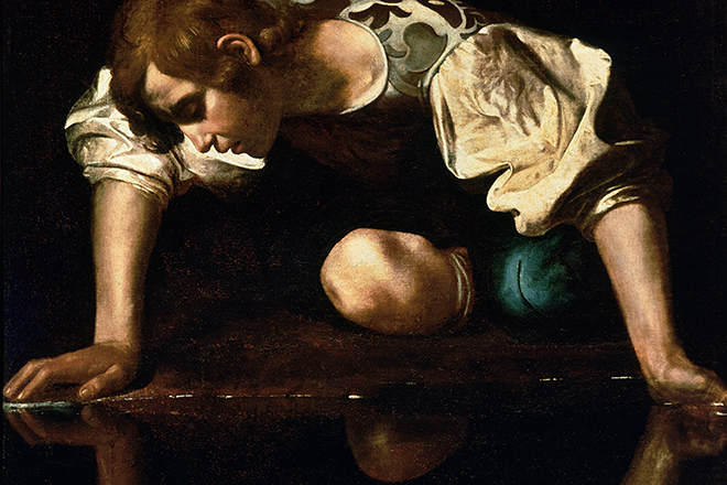 Painting Of Caravaggio Narcissus