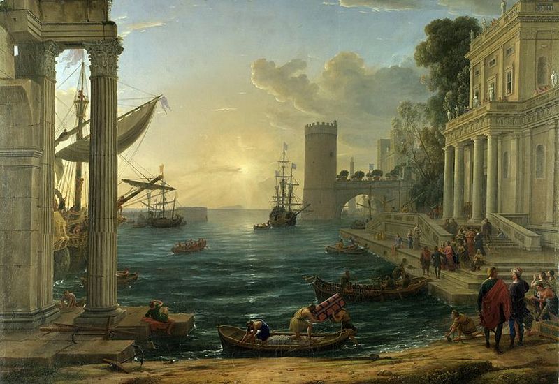 Claude Lorrain's painting Seaport with the Embarkation of the Queen of Sheba / London National Gallery