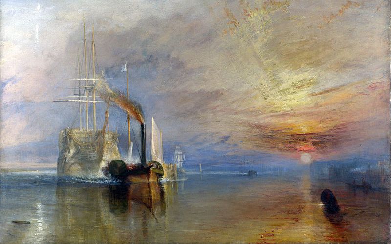 Painting by William Turner Last Voyage of the Frigate "Brave" / London National Gallery