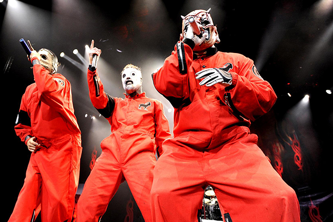 The group Slipknot wearing jumpsuits