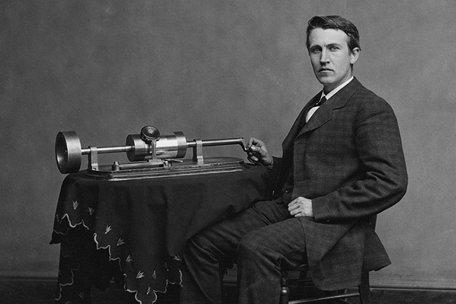 Thomas Edison with phonograph