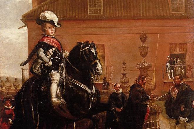 Painting by Diego Velázquez Riding lesson of Prince Baltasar Carlos