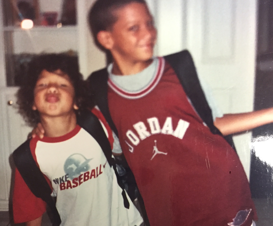 Young Patrick Mahomes with his little brother