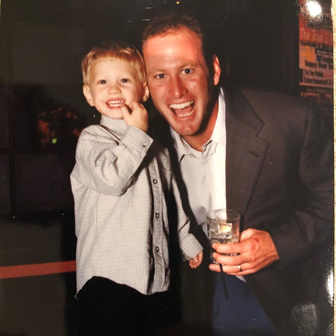 Young Trent Dilfer with his son