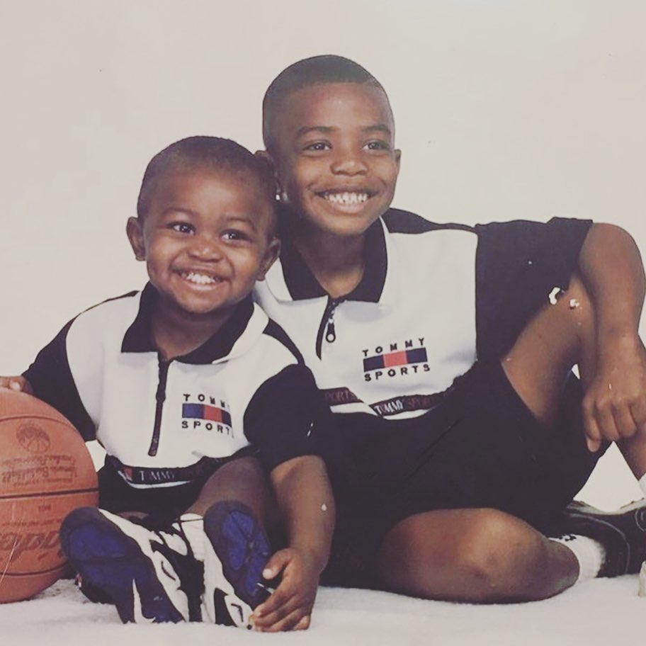 Young Jaylen Brown with his brother