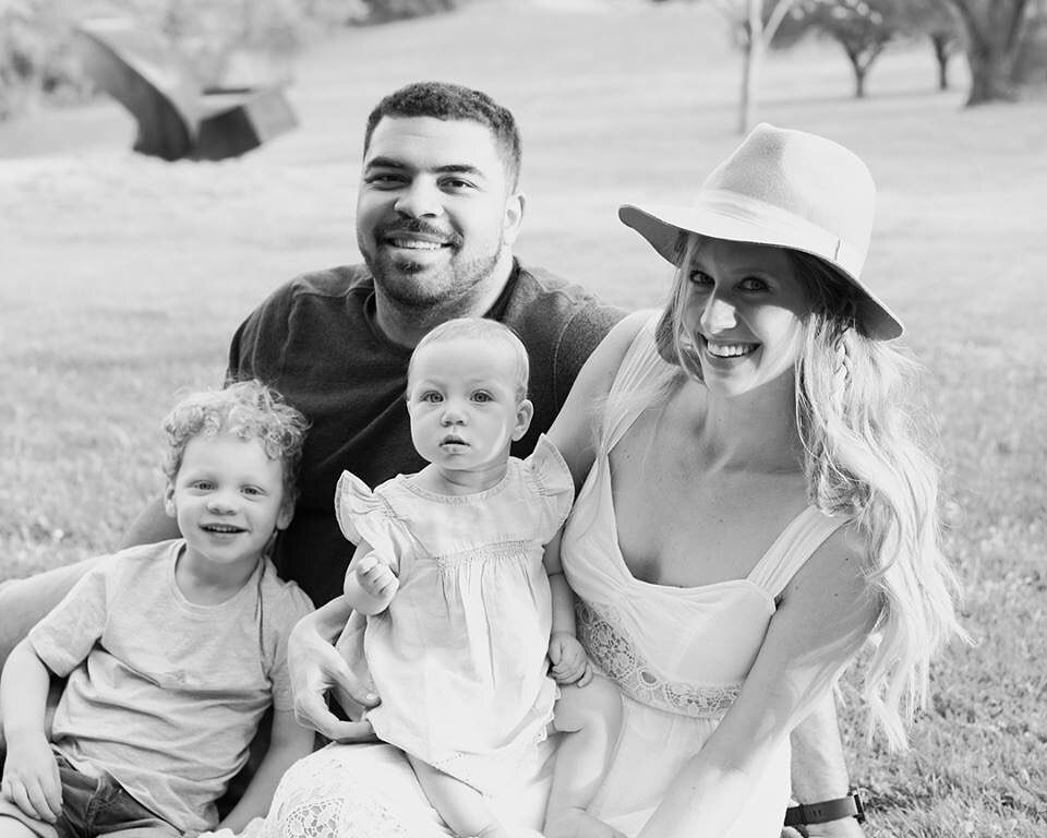 Cameron Heyward with his wife and their children