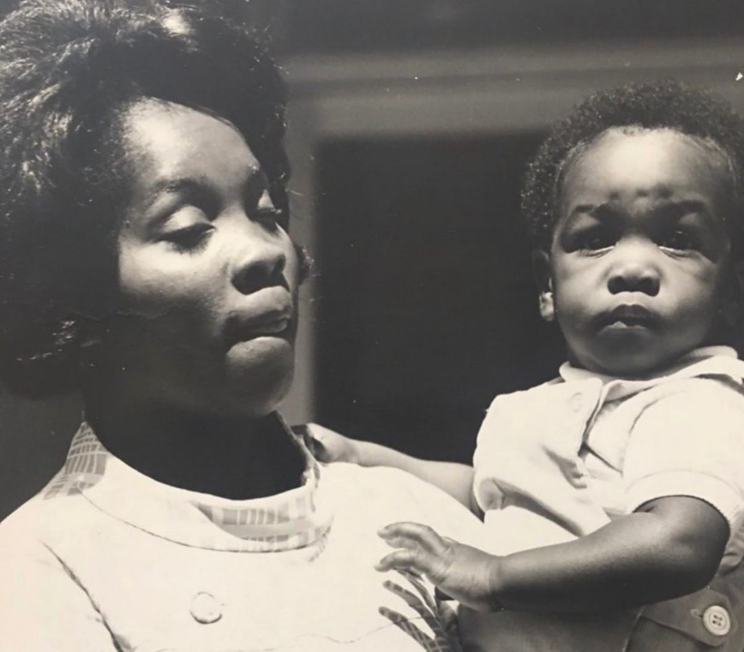 Young Gary Payton with his mother