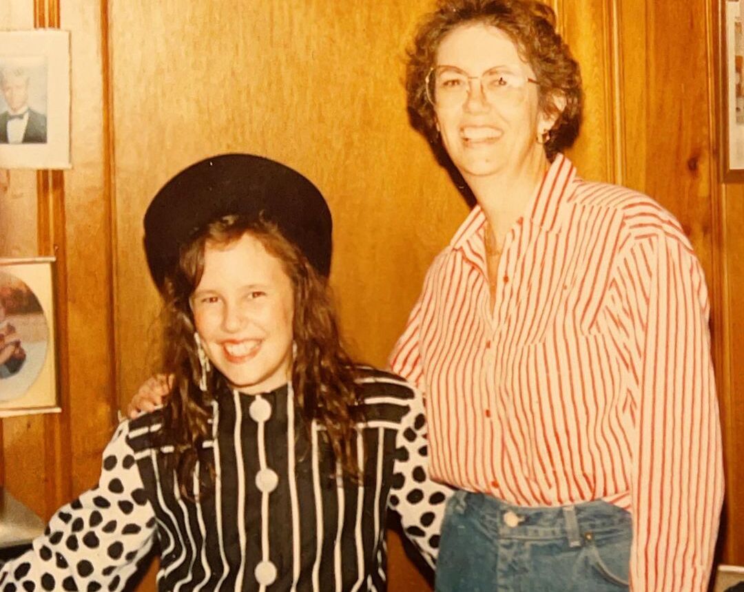 Young Emily Swallow with her mom