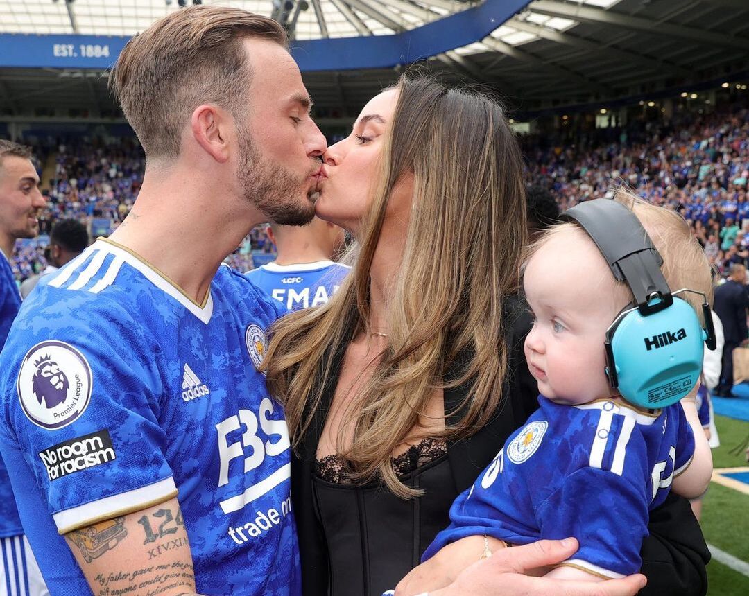 James Maddison with Kennedy Alexa and their son