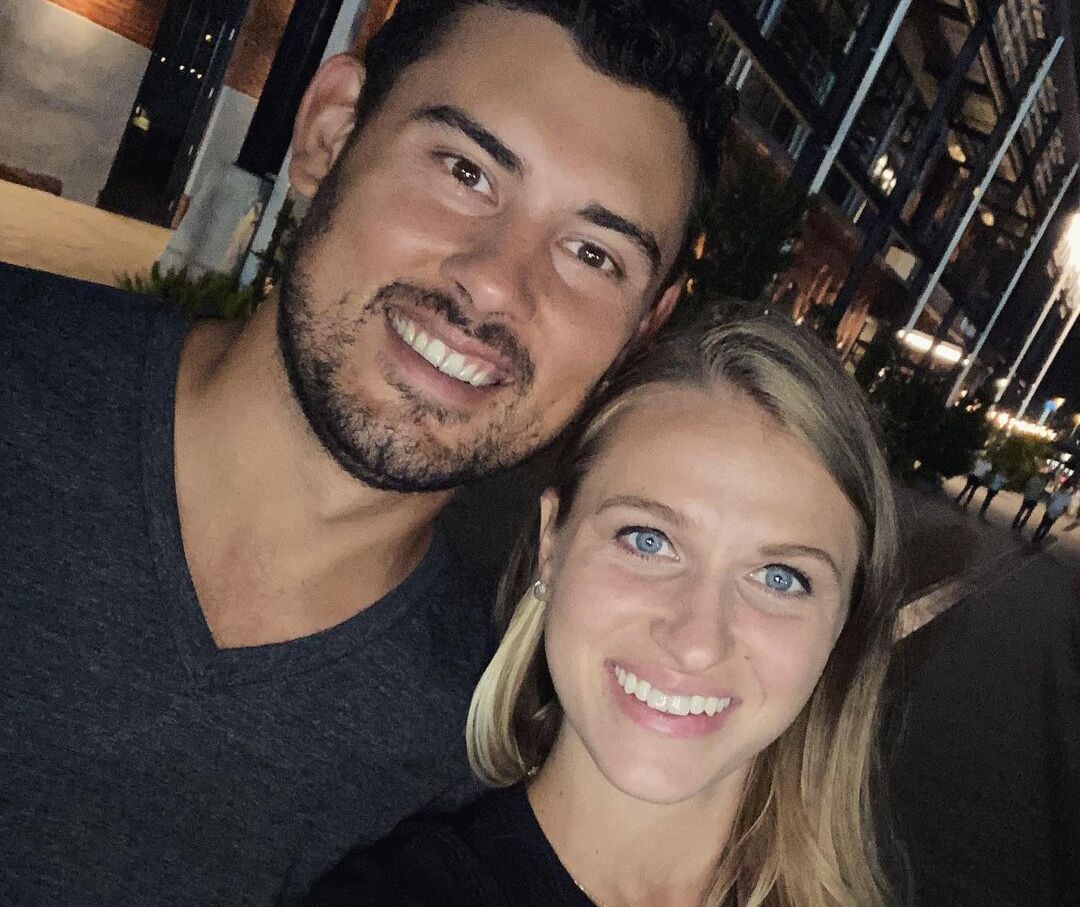 Luke Maile with his wife
