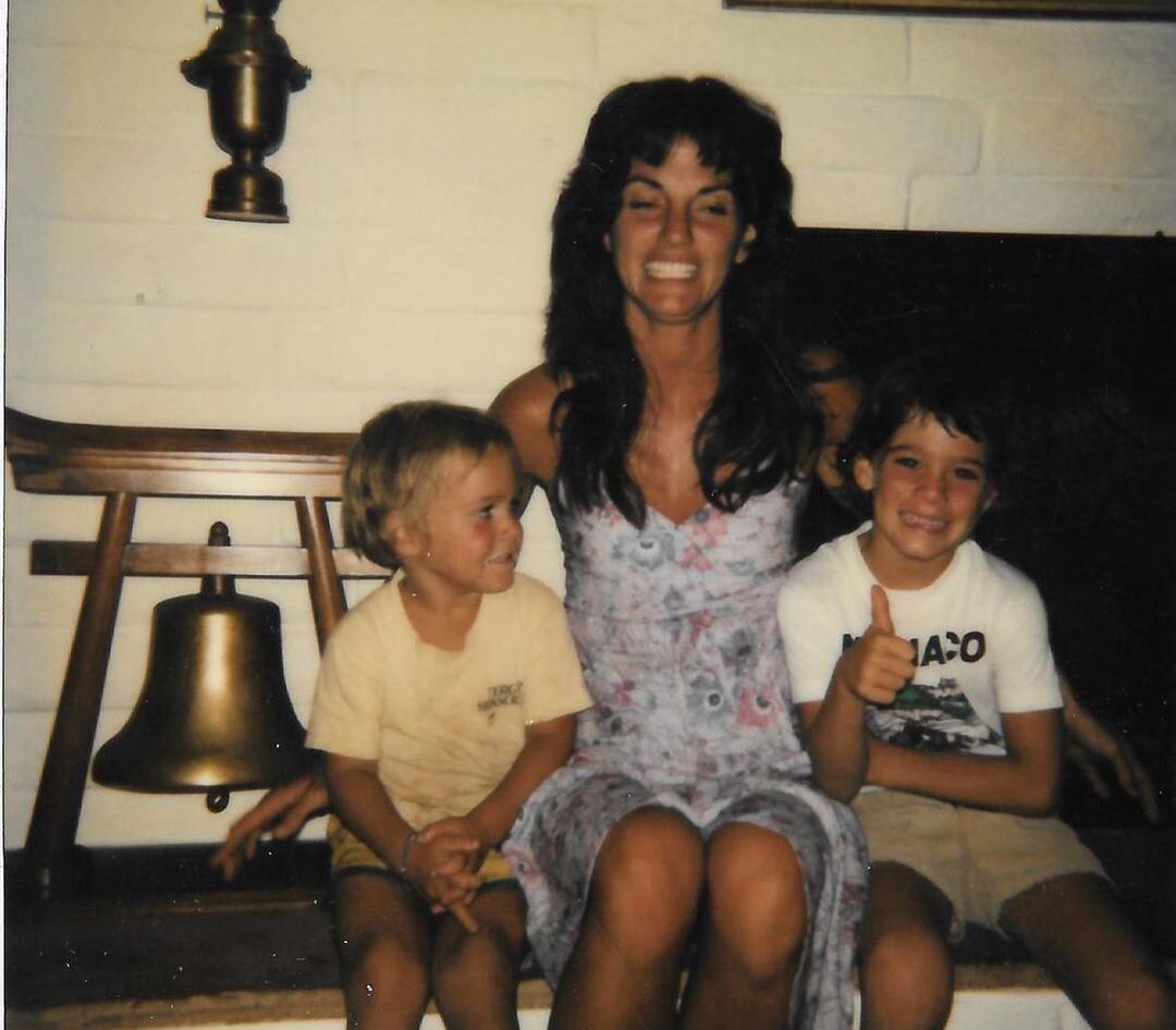 Young Jimmie Johnson with his mother and brother