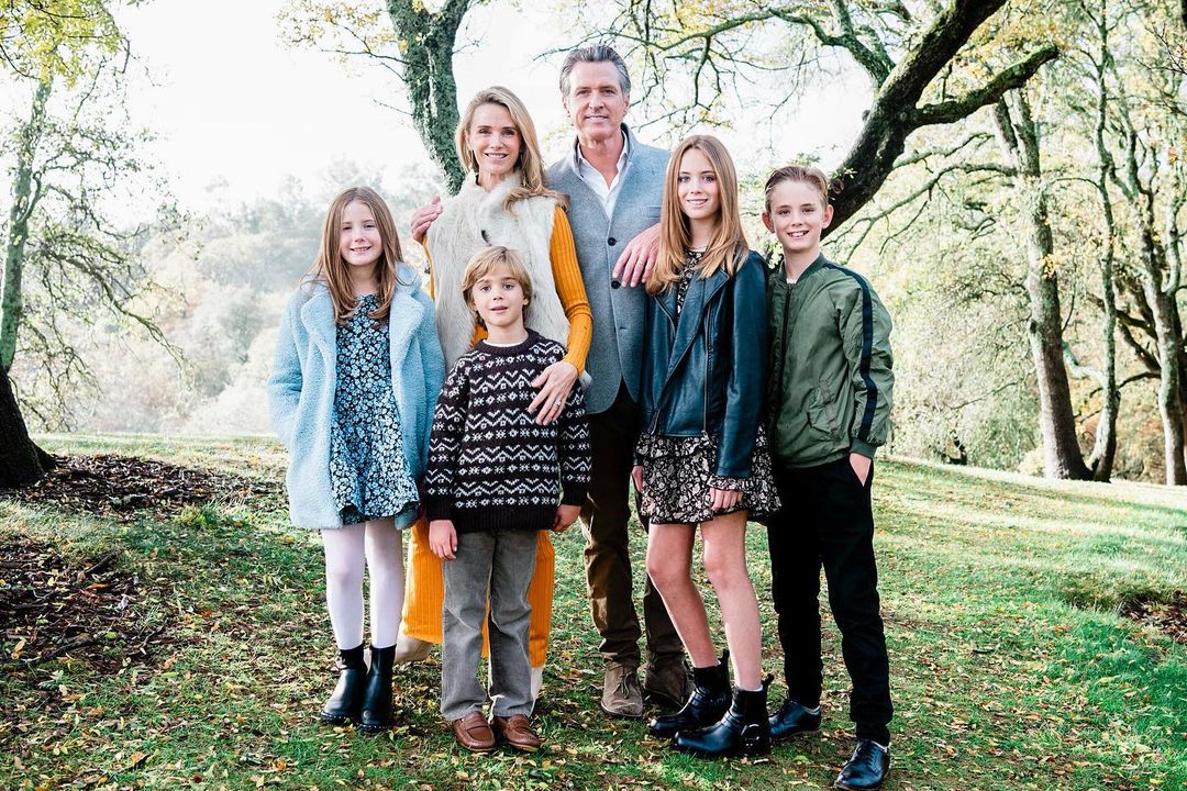 Gavin Newsom with his family