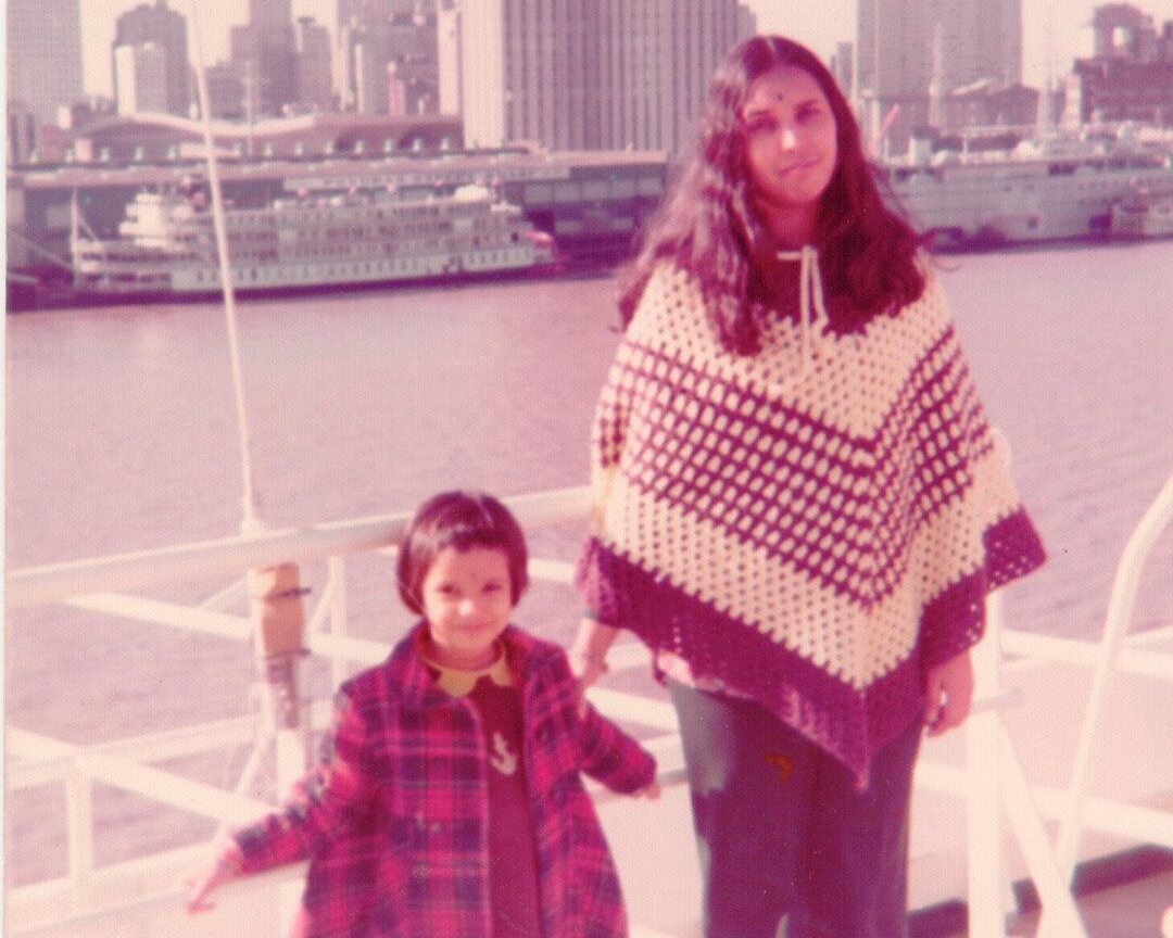 Young Padma Lakshmi with her mother