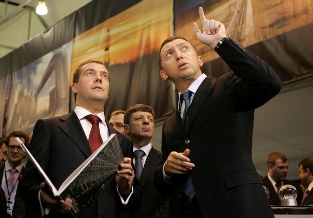 Oleg Deripaska and Dmitry Medvedev