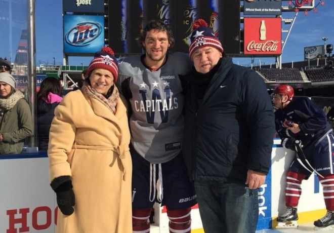 Alexander Ovechkin with his parents