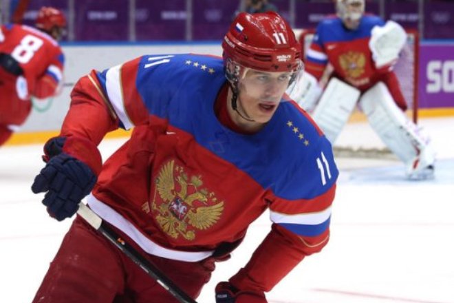 Evgeni Malkin in the Russian national team at the Sochi Olympics