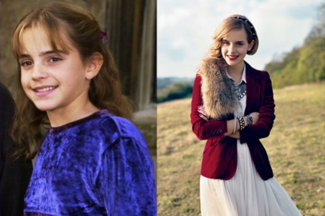 Emma Watson in childhood and now