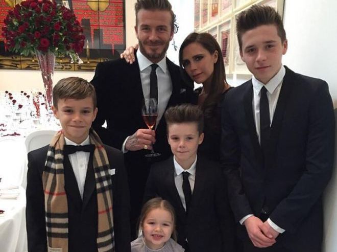 David Beckham with his wife and children