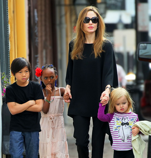 Angelina Jolie and with children
