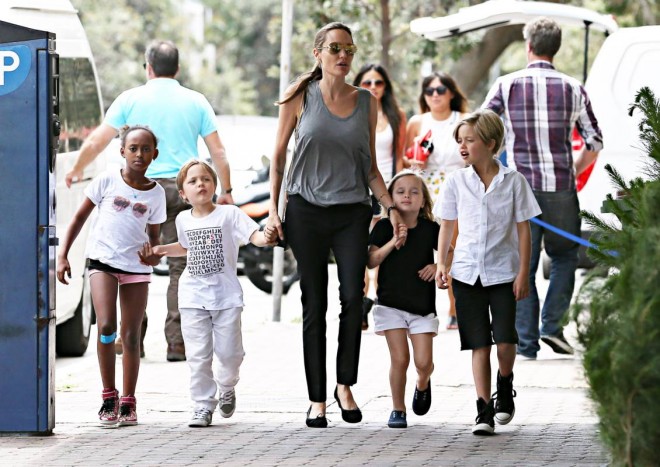 Angelina Jolie and with children