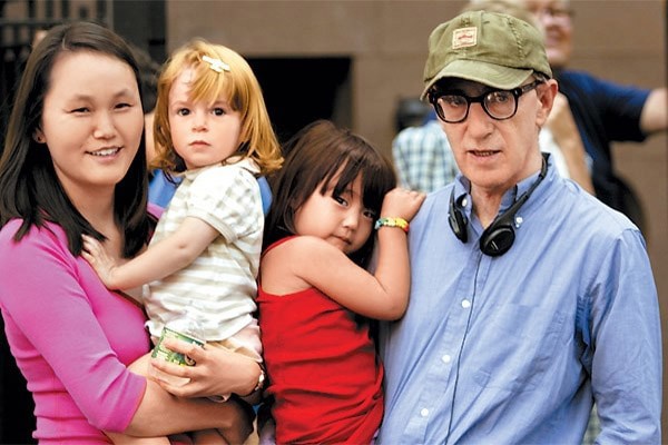 Woody Allen with his wife and children