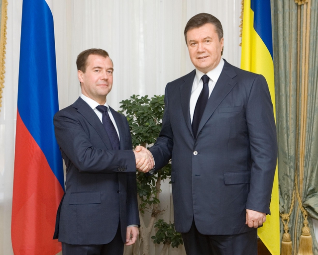 Dmitry Medvedev and ex-President of Ukraine Viktor Yanukovych