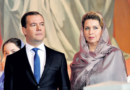 Dmitry Medvedev and his wife Svetlana Linnik