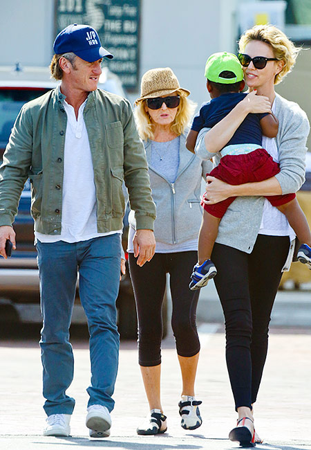 Sean Penn and Charlize Theron with son