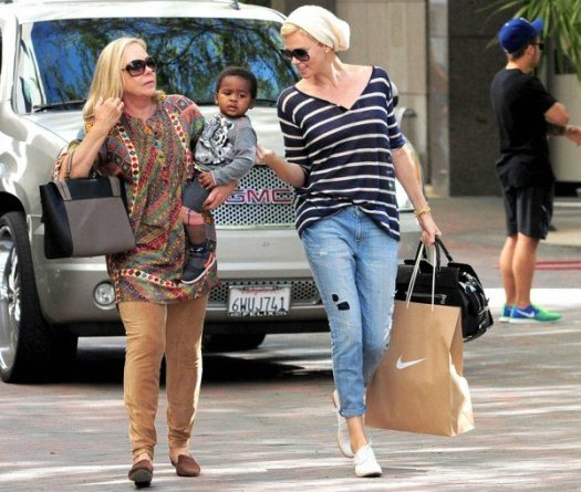 Charlize Theron with her mother