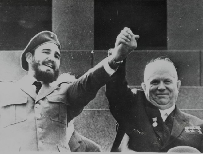 Nikita Khrushchev and Fidel Castro