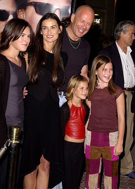 Demi Moore and Bruce Willis with children