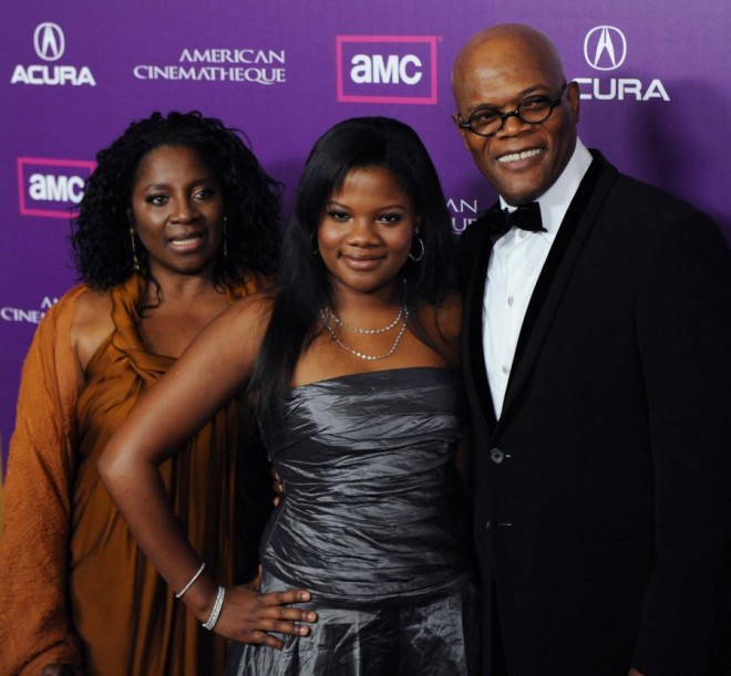 Samuel L. Jackson with daughter and wife