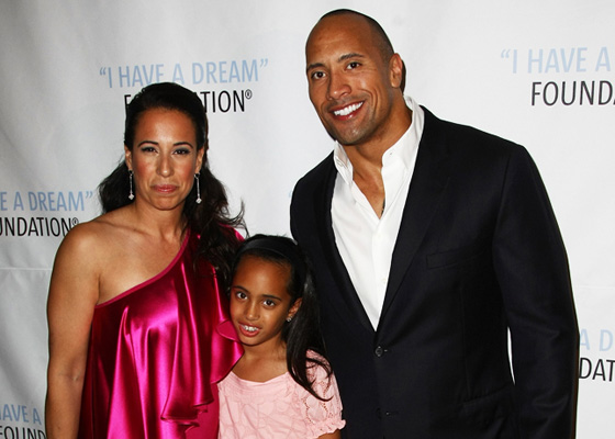 Dwayne Johnson with his daughter and ex-wife