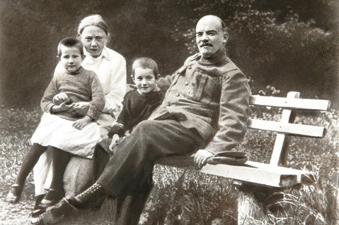 Vladimir Lenin with his wife and nephews