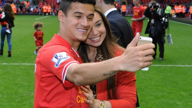 Philippe Coutinho with wife