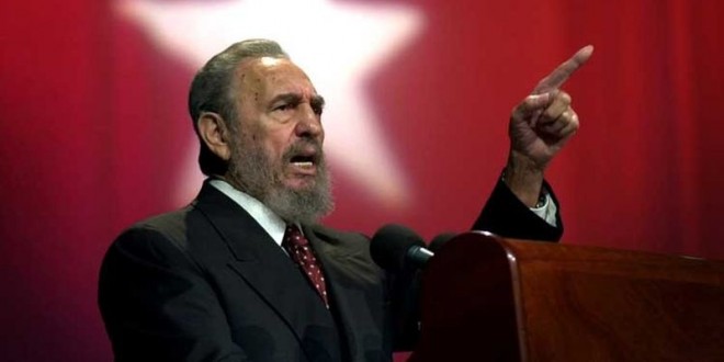 Fidel Castro at a " fraternal meeting"