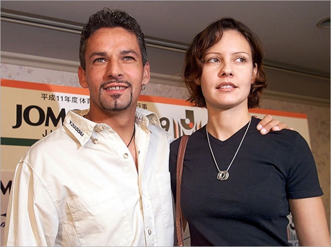 Roberto Baggio with wife