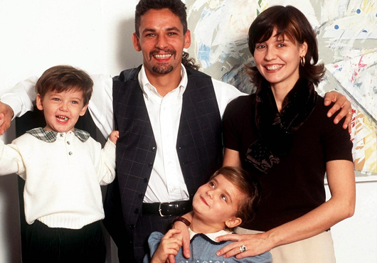 Roberto Baggio with wife and children